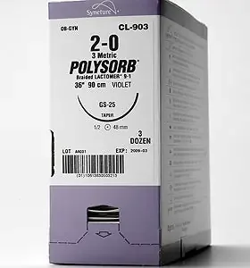 Polysorb – Suture without Needle Braided Polyester Absorbable Coated Size 3 – 0 18 Inch Suture – L-12