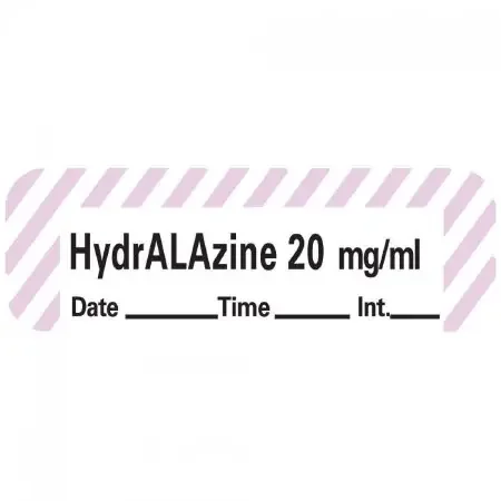 Precision Dynamics – Drug Label Anesthesia Label Tape HydrALAzine 20mg/mL Date_Time_Int Violet / White 1/2 X 1-1/2 Inch – ANS-118D20