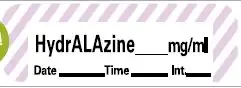 Precision Dynamics – Drug Label Anesthesia Label Tape HydrALAzine_mg/mL Date_Time_Int Violet / White 1/2 X 1-1/2 Inch – ANS-118