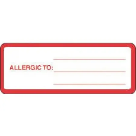 Precision Dynamics – Pre-Printed Label Allergy Alert Red / White Paper ALLERGIC TO _______ Red Alert Label 1-1/8 X 3 Inch – 59704575