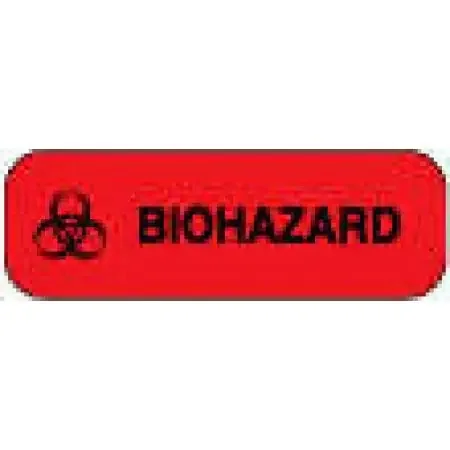 Precision Dynamics – Pre-Printed Label Warning Label Fluorescent Red Paper Biohazard / Symbol Black Biohazard 1/2 X 1-1/2 Inch – 59712726
