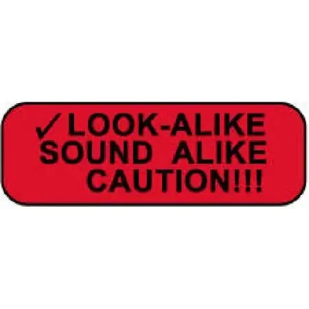 Precision Dynamics – Pre-Printed Label Warning Label Red Paper Look Alike/Sound Alike Black Caution 1/2 X 1-1/2 Inch – 59708068