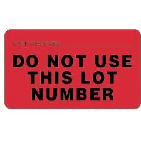 Precision Dynamics – Pre-Printed / Write On Label Advisory Label Red Paper Date Received Do Not Use This Lot Number Black Quality Control Label 1-3/4 X 3 Inch – 59704155