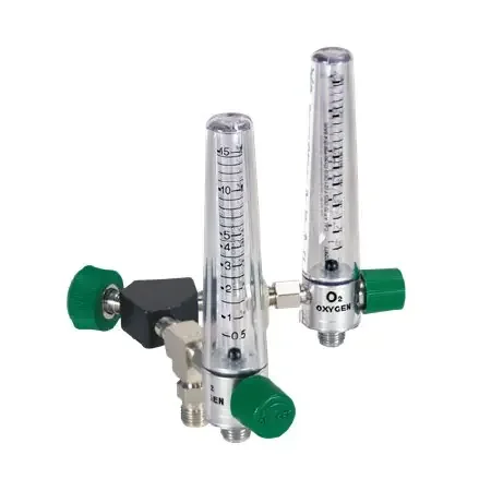 Precision Medical – Oxygen Flowmeter Adjustable 0 – 15 LPM Y Block Assembly Puritan Bennett Adapter – Y8MFA1008
