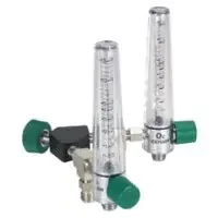 Precision Medical – Oxygen Flowmeter Adjustable with 2 Power Take-Offs 0 – 15 LPM Y Block Assembly DISS Hand Tight Adapter – Y8MFA1003PT2