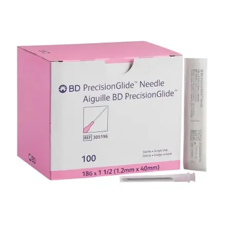 PrecisionGlide – Hypodermic Needle NonSafety 18 Gauge 1-1/2 Inch Length Thin Wall – 305196