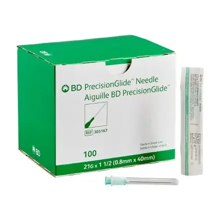 PrecisionGlide – Hypodermic Needle NonSafety 21 Gauge 1-1/2 Inch Length Thin Wall – 305167