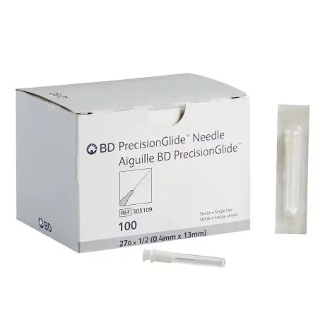 PrecisionGlide – Hypodermic Needle NonSafety 27 Gauge 1/2 Inch Length Regular Wall – 305109