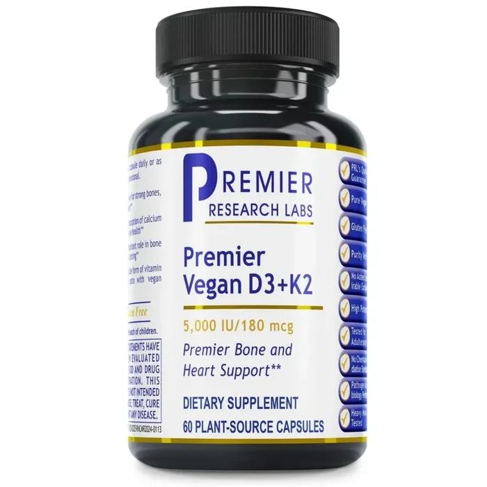 Premier Research Labs, Premier Vegan Vitamin D3 + K2, 60 Plant-Source Capsules