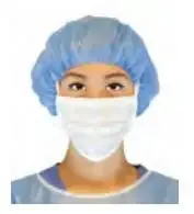 PremierPro – Surgical Mask Pleated Tie Closure One Size Fits Most White NonSterile ASTM Level 1 Adult – 2470