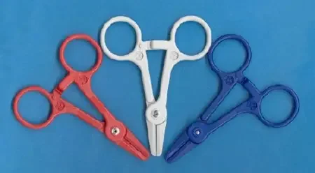 Premium – Tube Occluding Forceps 12.4 cm Plastic Ratchet Lock Finger Ring Handle Straight Serrated Tip – MPC-225