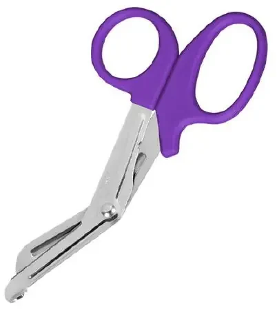 Prestige Medical – Utility Scissors Nurse 5-1/2 Inch Length Stainless Steel / Plastic Finger Ring Handle Angled Blunt Tip / Blunt Tip – 870-PUR