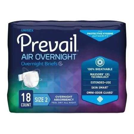 Prevail Air Overnight – Unisex Adult Incontinence Brief Size 2 Disposable Heavy Absorbency – NGX-013