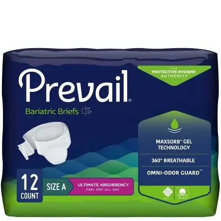 Prevail Bariatric A – Unisex Adult Incontinence Brief 2X-Large Disposable Heavy Absorbency – PV-017