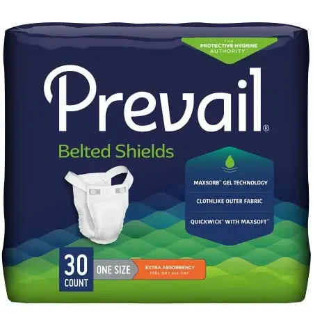 Prevail Belted Shields – Unisex Adult Incontinence Belted Undergarment Belted One Size Fits Most Disposable Light Absorbency – PV-324