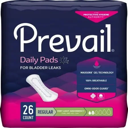Prevail Daily Liner – Bladder Control Pad 7-1/2 Inch Length Light Absorbency Polymer Core Small Adult Female Disposable – PV-926