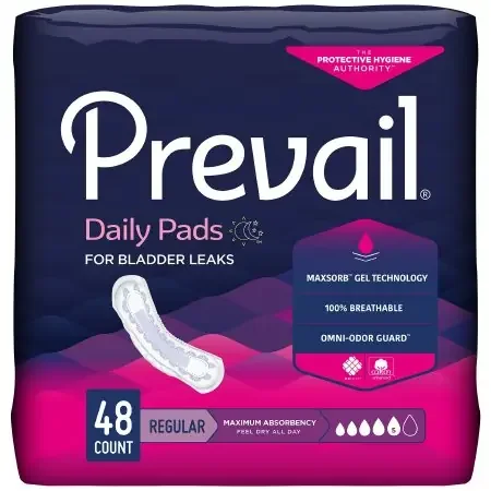 Prevail Daily Pads – Bladder Control Pad 11 Inch Length Heavy Absorbency Polymer Core One Size Fits Most Adult Female Disposable – PV-916/1
