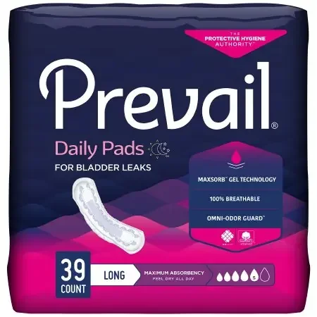 Prevail Daily Pads – Bladder Control Pad 13 Inch Length Heavy Absorbency Polymer Core One Size Fits Most Adult Female Disposable – PV-915/1