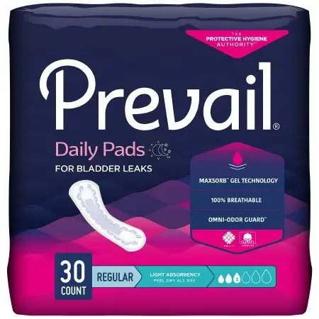 Prevail Daily Pads – Bladder Control Pad 9-1/4 Inch Length Light Absorbency Polymer Core One Size Fits Most Adult Female Disposable – PV-930/2