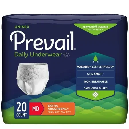 Prevail Daily Underwear – Unisex Adult Absorbent Underwear Pull On with Tear Away Seams Medium Disposable Moderate Absorbency – PV-512