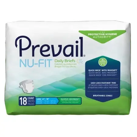 Prevail Nu-Fit – Unisex Adult Incontinence Brief Large Disposable Heavy Absorbency – NU-013/1