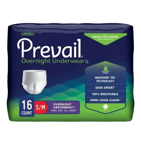 Prevail Overnight – Unisex Adult Absorbent Underwear Pull On with Tear Away Seams Small / Medium Disposable Heavy Absorbency – PVX-512