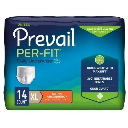 Prevail Per-Fit – Unisex Adult Absorbent Underwear Pull On with Tear Away Seams X-Large Disposable Heavy Absorbency – PF-514