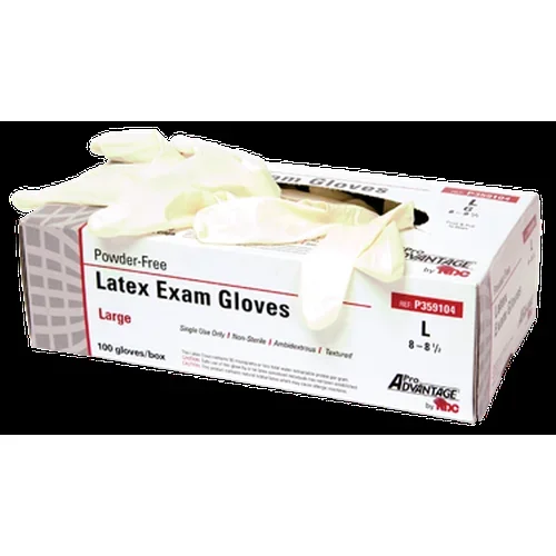 Pro Advantage Latex Exam Gloves, Large, 100/bx