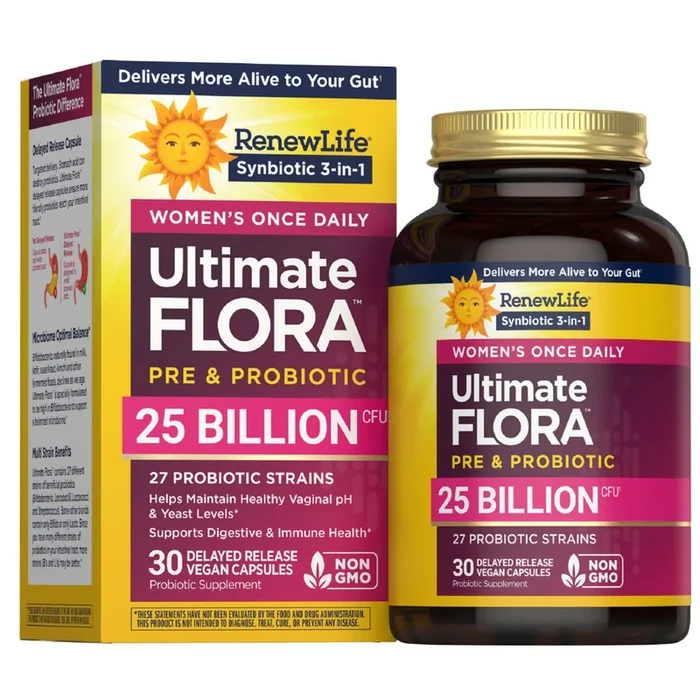 Probiótico Ultimate Flora Women’s Care 25 Bilhões, 30 Cápsulas Veganas de Liberação Retardada