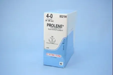 Prolene – Suture with Needle Nonabsorbable Uncoated Blue Suture Monofilament Polypropylene Suture Size 4 – 0 36 Inch Suture Double-Armed 26 mm Length 1/2 Circle Taper Point Needle – 8521H