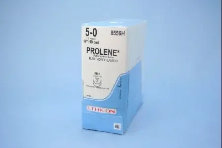 Prolene – Suture with Needle Nonabsorbable Uncoated Blue Suture Monofilament Polypropylene Suture Size 5 – 0 36 Inch Suture Double-Armed 17 mm Length 1/2 Circle Taper Point Needle – 8556H
