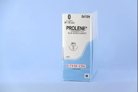 Prolene – Suture with Needle Nonabsorbable Uncoated Blue Suture Monofilament Polypropylene Suture Size 0 30 Inch Suture 1-Needle 26 mm Length 1/2 Circle Taper Point Needle – 8418H