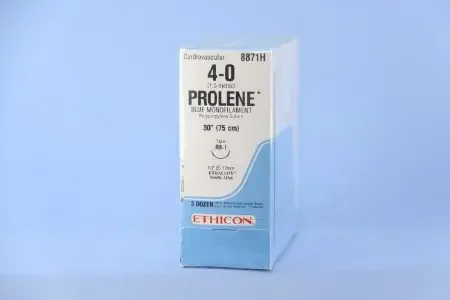 Prolene – Suture with Needle Nonabsorbable Uncoated Blue Suture Monofilament Polypropylene Suture Size 4 – 0 30 Inch Suture 1-Needle 17 mm Length 1/2 Circle Taper Point Needle – 8871H
