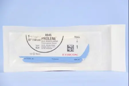 Prolene – Suture with Needle Nonabsorbable Uncoated Blue Suture Monofilament Polypropylene Suture Size 1 60 Inch Suture 1-Needle 70 mm Length 1/2 Circle Taper Point Needle – 8845G