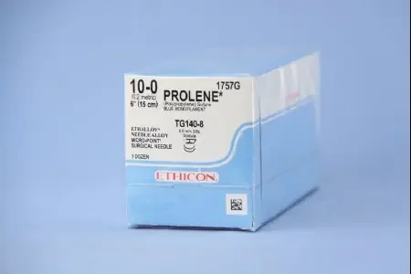 Prolene – Suture with Needle Nonabsorbable Uncoated Blue Suture Monofilament Polypropylene Suture Size 10 – 0 6 Inch Suture Double-Armed 6.5 mm Length 3/8 Circle Micropoint – Spatula Needle – 1757G