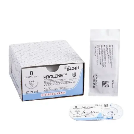 Prolene – Suture with Needle Nonabsorbable Uncoated Blue Suture Monofilament Polypropylene Suture Size 0 30 Inch Suture 1-Needle 36 mm Length 1/2 Circle Taper Point Needle – 8424H