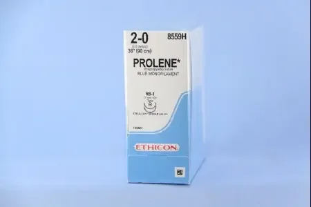 Prolene – Suture with Needle Nonabsorbable Uncoated Blue Suture Monofilament Polypropylene Suture Size 2 – 0 36 Inch Suture Double-Armed 17 mm Length 1/2 Circle Taper Point Needle – 8559H
