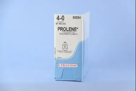 Prolene – Suture with Needle Nonabsorbable Uncoated Blue Suture Monofilament Polypropylene Suture Size 4 – 0 36 Inch Suture Double-Armed 17 mm Length 1/2 Circle Taper Cut Needle – 8935H