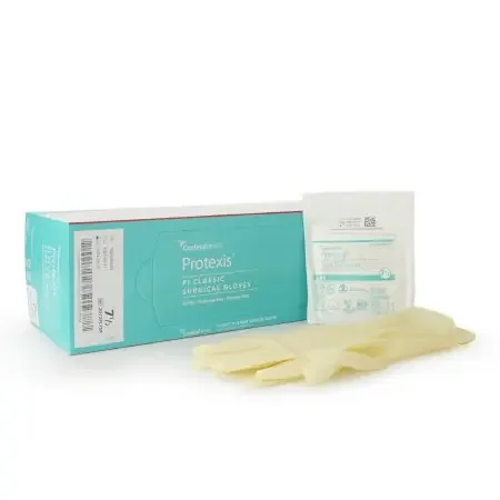 Protexis PI Classic – Surgical Glove Size 7.5 Sterile Pair Polyisoprene Extended Cuff Length Smooth Ivory Not Chemo Approved – 2D72PL75X