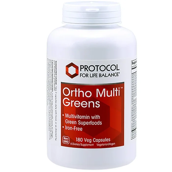 Protocol For Life Balance Ortho Multi Greens Iron-Free 180 Vcaps – P3788
