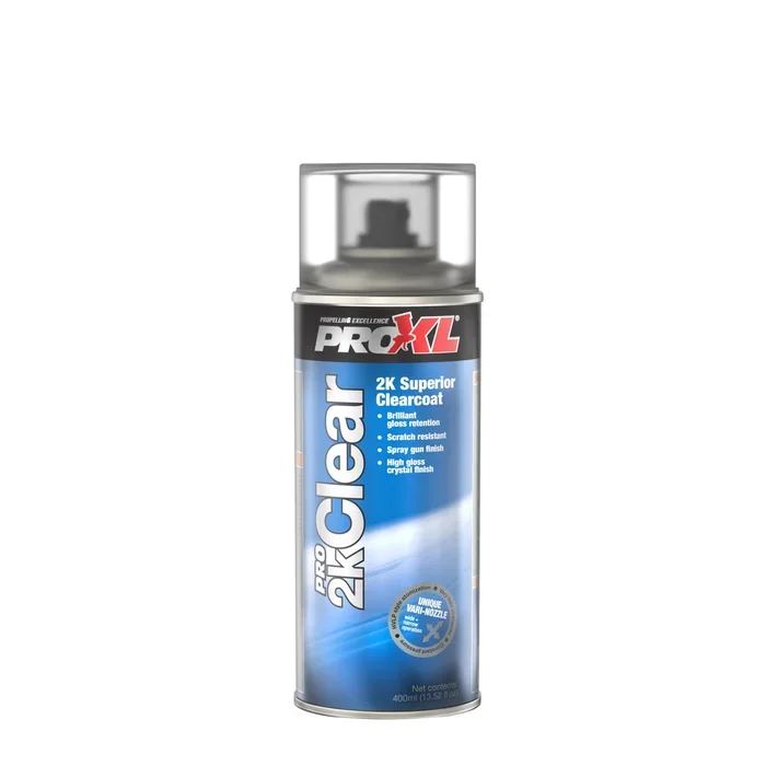 ProXL 2K Clear Coat Spray – 400 ml | Crystal Clear, High Gloss Finish | Easy Application | Super Scratch & Chemically Resistant for Durability | Polishable after 24 Hours | Vari Nozzle Included