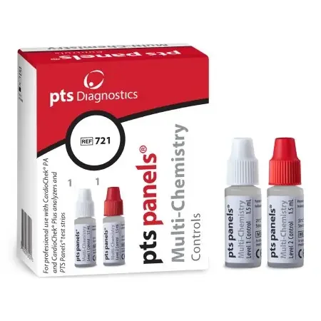 PTS Panels Multi-Chemistry – Cardiac / Lipids / General Chemistry Control Kit Cholesterol / Triglycerides / Glucose 2 Levels 1 X 2 X 1.5 mL – 721