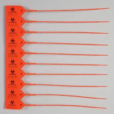 Pull-Tite – Biohazard Security Seal Orange Polypropylene Plastic 9 Inch – 7829