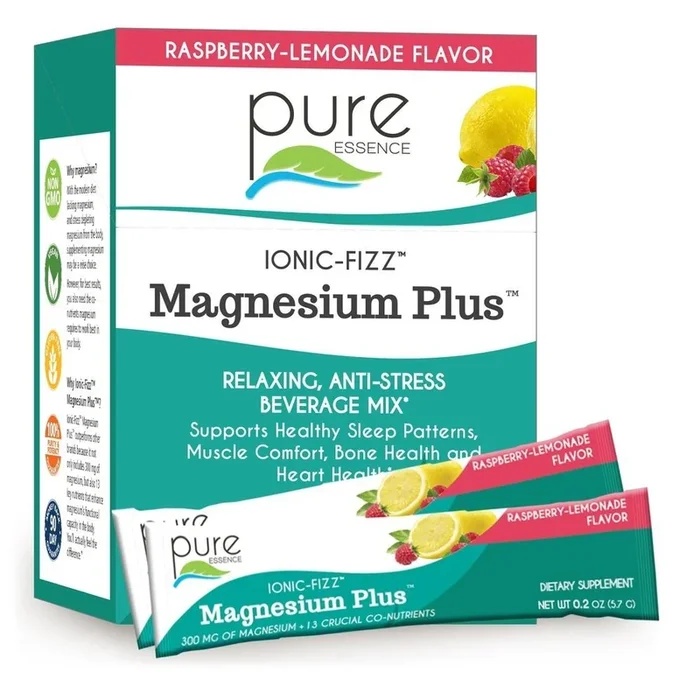 Pure Essence Labs Ionic-Fizz Magnesium Plus Raspberry Lemonade 30 Packets Box