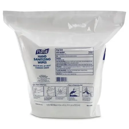 Purell – Hand Sanitizing Wipe 1,200 Count BZK (Benzalkonium Chloride) Wipe Refill Pouch – 9118-02