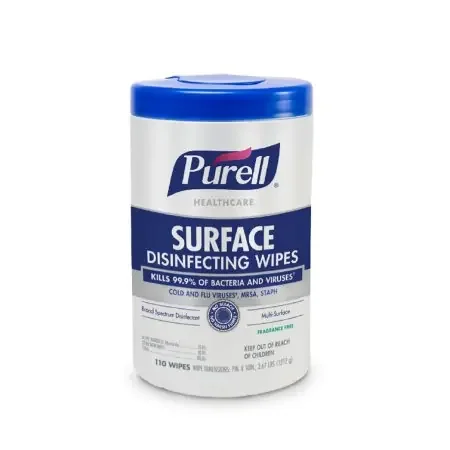 PURELL Healthcare – Surface Disinfectant Cleaner Premoistened Alcohol Based Manual Pull Wipe 110 Count Canister Unscented NonSterile – 9340-06