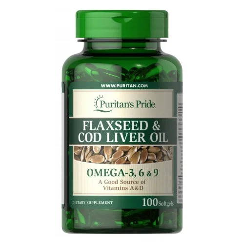 Puritan’s Pride, Flaxseed & Cod Liver Oil Omega 3, 6 & 9, 1000 mg, 100 Softgels
