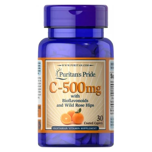 Puritan’s Pride, Vitamin C-500 mg with Bioflavonoids and Rose Hips Trial Size, 30 Coated Caplets