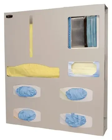 Quad Glove – Protective Apparel Dispenser Wall or Door Mounted 7-Compartment Quartz 4-9/16 X 22-3/4 X 25-5/8 Inch Aluminum – PS012-0512