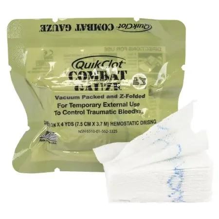 Quick-Clot Combat Gauze – Hemostatic Dressing 3 Inch X 4 Yard 1 per Pack Pouch Sterile – 30-0039